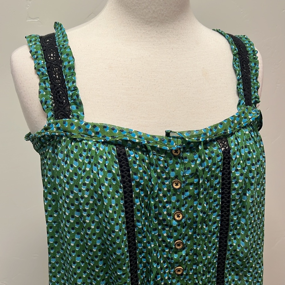 Anthro Bardot ruffle and lace tank 6P
